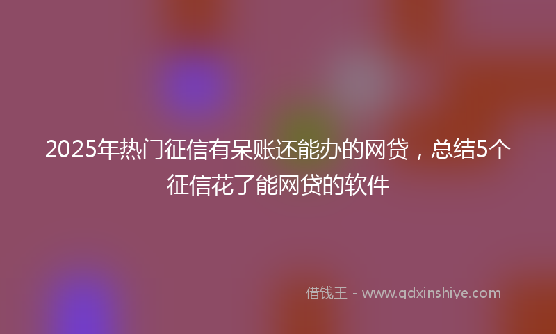 2025年热门征信有呆账还能办的网贷，总结5个征信花了能网贷的软件