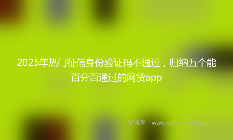 2025年热门征信身份验证码不通过，归纳五个能百分百通过的网贷app