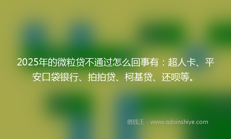2025年的微粒贷不通过怎么回事有：超人卡、平安口袋银行、拍拍贷、柯基贷、还呗等。