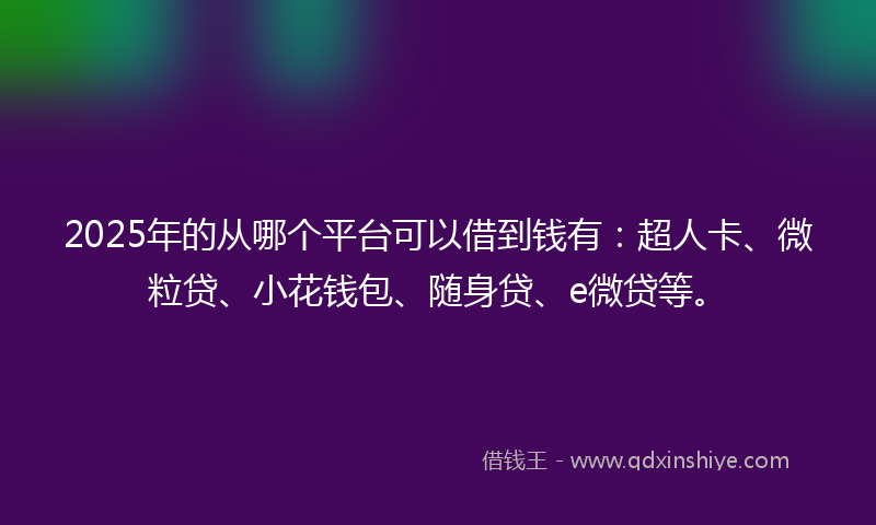 2025年的从哪个平台可以借到钱有：超人卡、微粒贷、小花钱包、随身贷、e微贷等。
