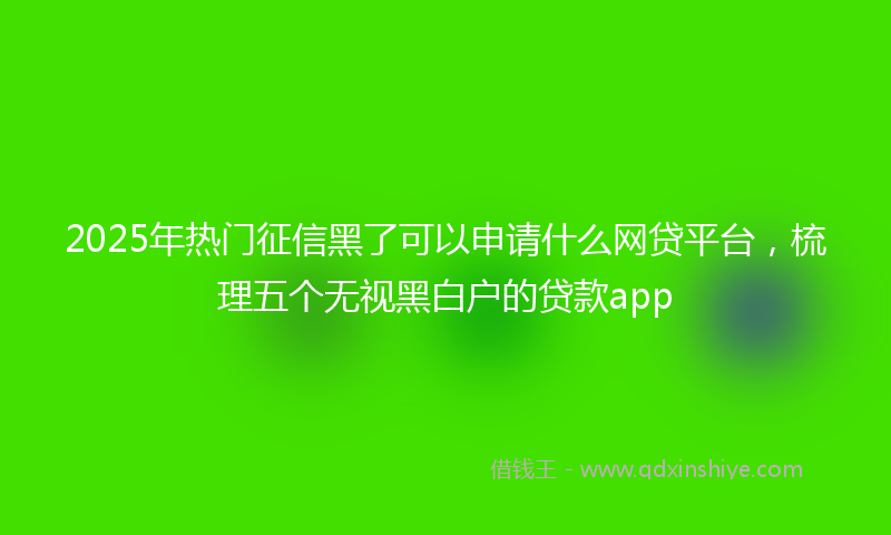 2025年热门征信黑了可以申请什么网贷平台，梳理五个无视黑白户的贷款app