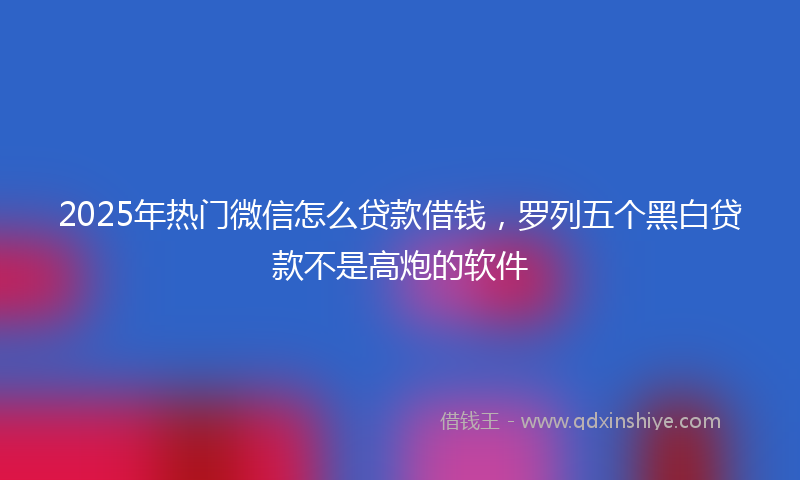 2025年热门微信怎么贷款借钱，罗列五个黑白贷款不是高炮的软件