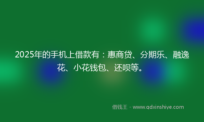 2025年的手机上借款有：惠商贷、分期乐、融逸花、小花钱包、还呗等。