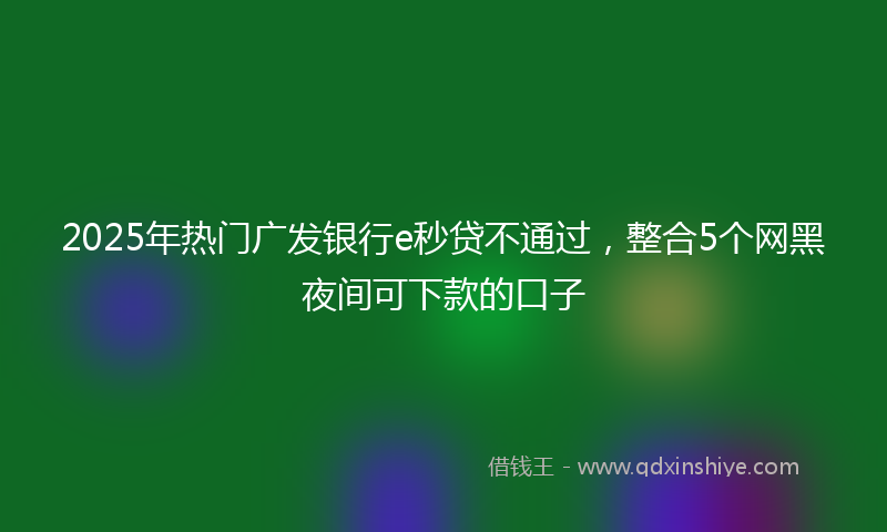 2025年热门广发银行e秒贷不通过，整合5个网黑夜间可下款的口子