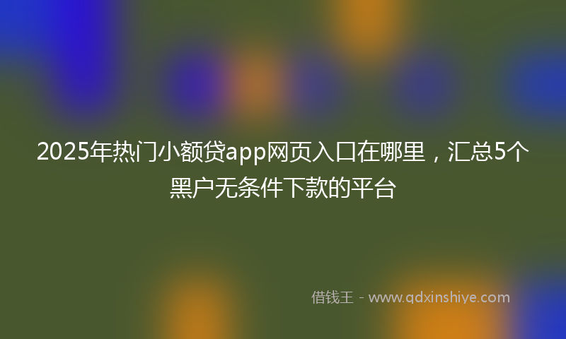 2025年热门小额贷app网页入口在哪里，汇总5个黑户无条件下款的平台