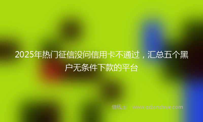 2025年热门征信没问信用卡不通过，汇总五个黑户无条件下款的平台
