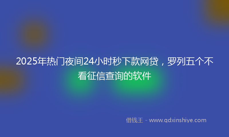 2025年热门夜间24小时秒下款网贷，罗列五个不看征信查询的软件