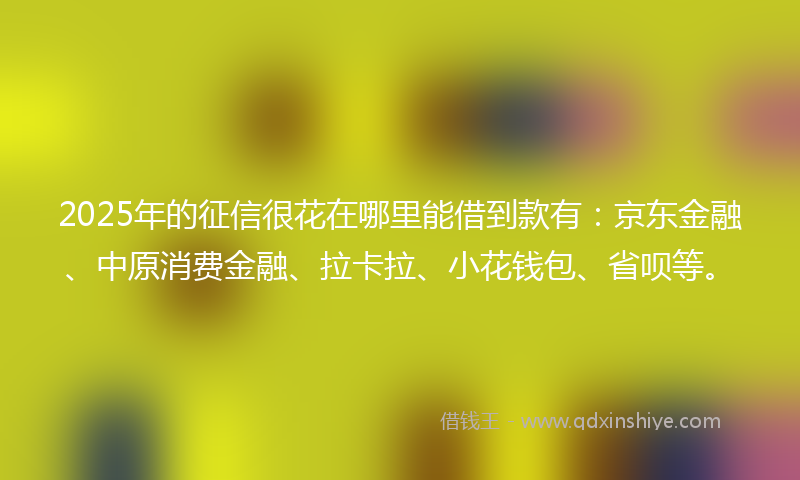 2025年的征信很花在哪里能借到款有：京东金融、中原消费金融、拉卡拉、小花钱包、省呗等。