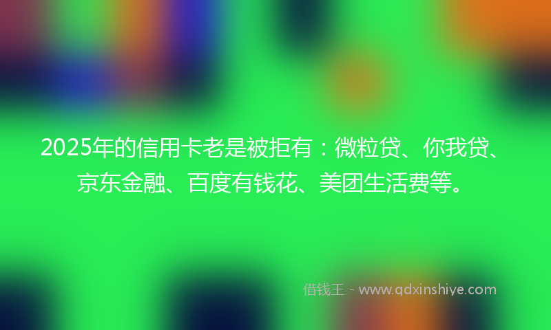 2025年的信用卡老是被拒有：微粒贷、你我贷、京东金融、百度有钱花、美团生活费等。