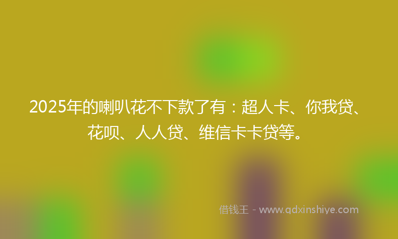 2025年的喇叭花不下款了有：超人卡、你我贷、花呗、人人贷、维信卡卡贷等。