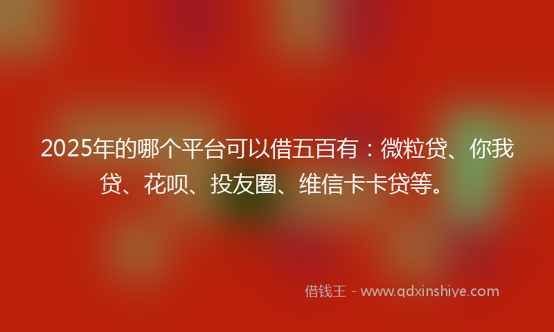 2025年的哪个平台可以借五百有：微粒贷、你我贷、花呗、投友圈、维信卡卡贷等。