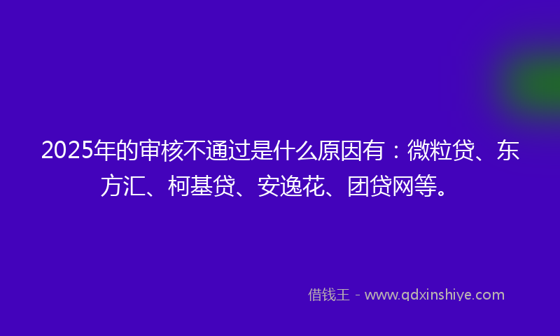 2025年的审核不通过是什么原因有：微粒贷、东方汇、柯基贷、安逸花、团贷网等。