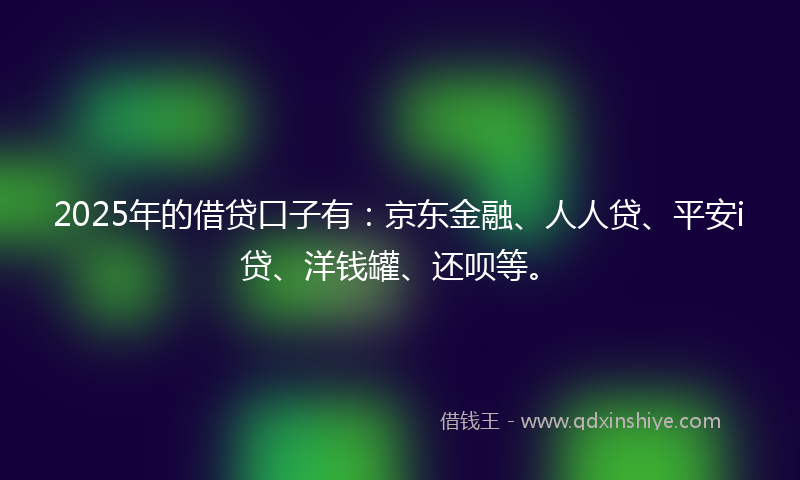 2025年的借贷口子有：京东金融、人人贷、平安i贷、洋钱罐、还呗等。