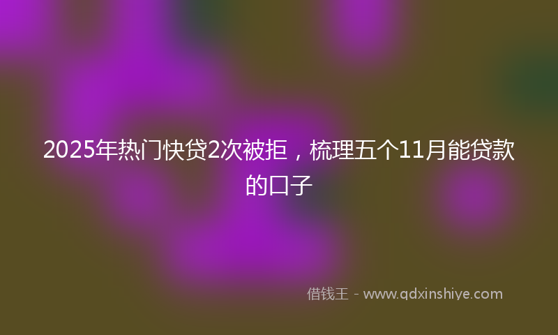 2025年热门快贷2次被拒，梳理五个11月能贷款的口子