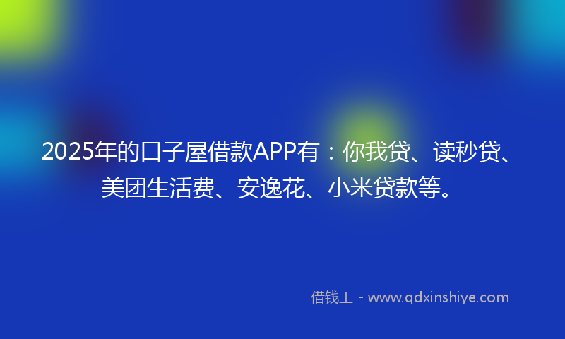 2025年的口子屋借款APP有：你我贷、读秒贷、美团生活费、安逸花、小米贷款等。