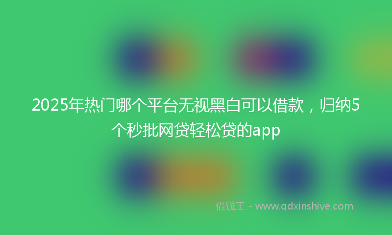 2025年热门哪个平台无视黑白可以借款，归纳5个秒批网贷轻松贷的app