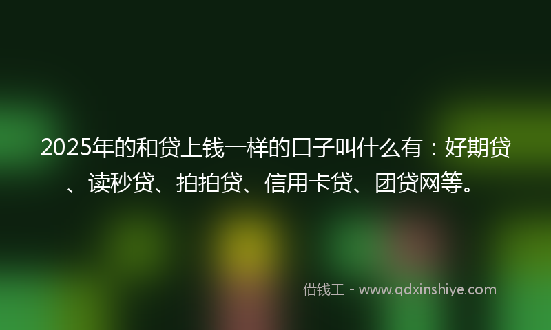 2025年的和贷上钱一样的口子叫什么有：好期贷、读秒贷、拍拍贷、信用卡贷、团贷网等。