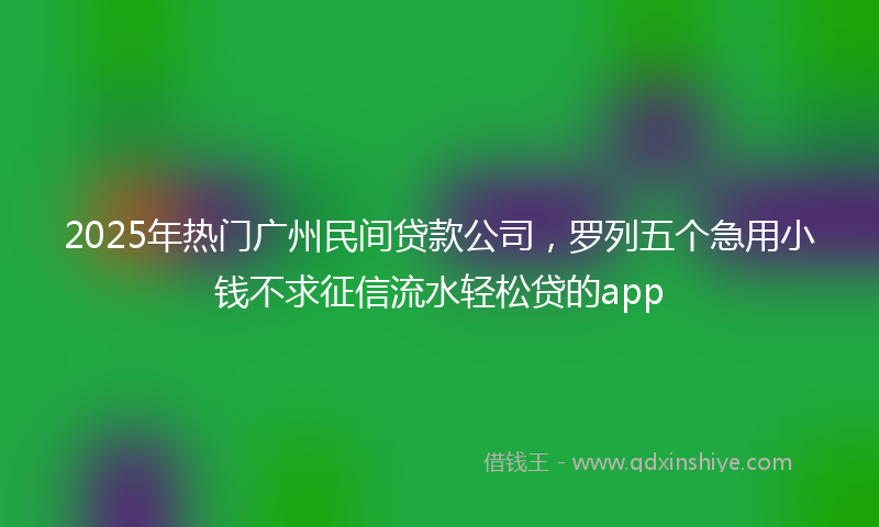 2025年热门广州民间贷款公司，罗列五个急用小钱不求征信流水轻松贷的app