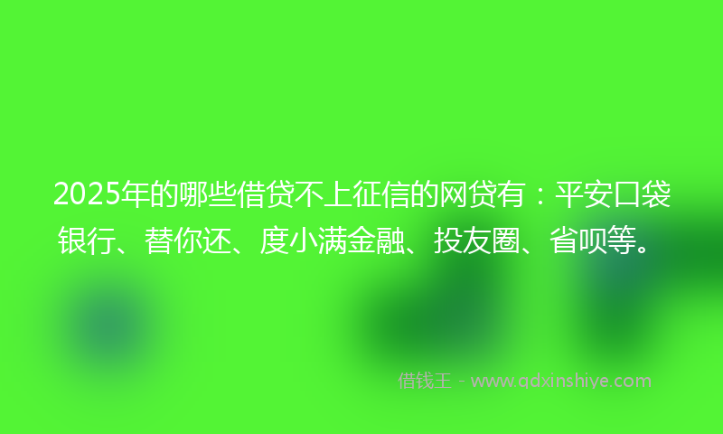 2025年的哪些借贷不上征信的网贷有：平安口袋银行、替你还、度小满金融、投友圈、省呗等。