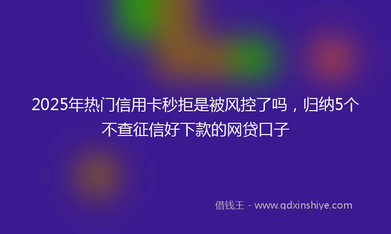 2025年热门信用卡秒拒是被风控了吗，归纳5个不查征信好下款的网贷口子