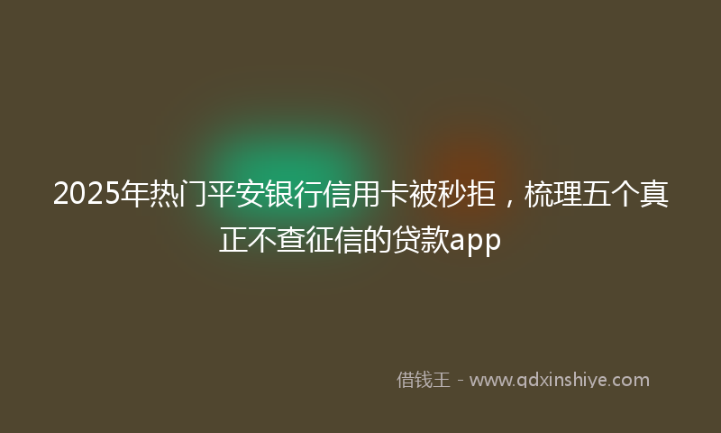 2025年热门平安银行信用卡被秒拒，梳理五个真正不查征信的贷款app