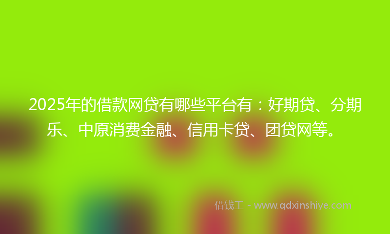 2025年的借款网贷有哪些平台有：好期贷、分期乐、中原消费金融、信用卡贷、团贷网等。