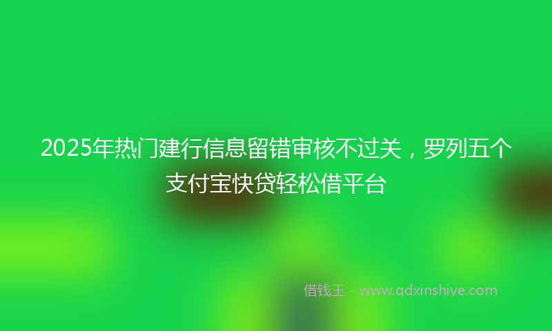 2025年热门建行信息留错审核不过关，罗列五个支付宝快贷轻松借平台