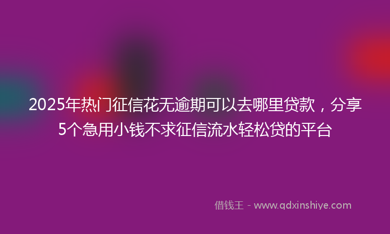 2025年热门征信花无逾期可以去哪里贷款，分享5个急用小钱不求征信流水轻松贷的平台