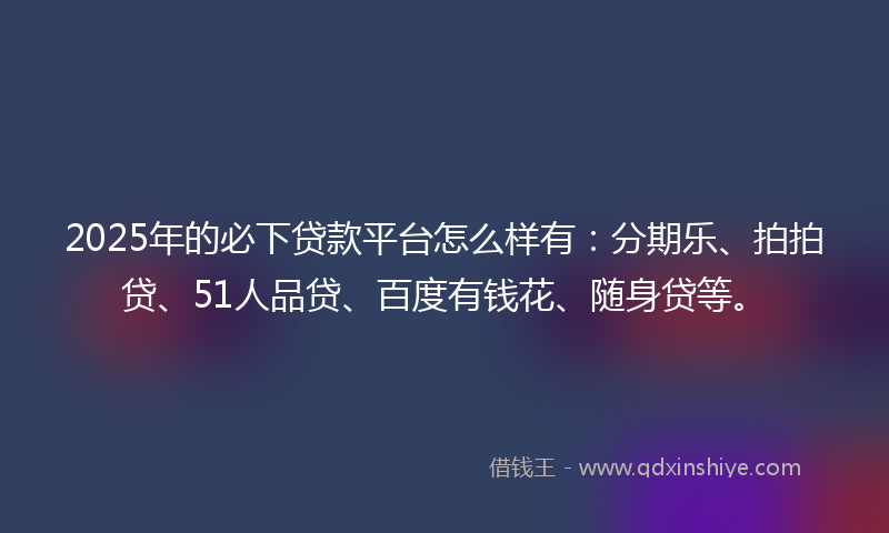 2025年的必下贷款平台怎么样有：分期乐、拍拍贷、51人品贷、百度有钱花、随身贷等。