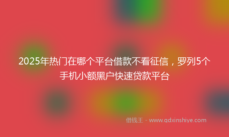 2025年热门在哪个平台借款不看征信，罗列5个手机小额黑户快速贷款平台