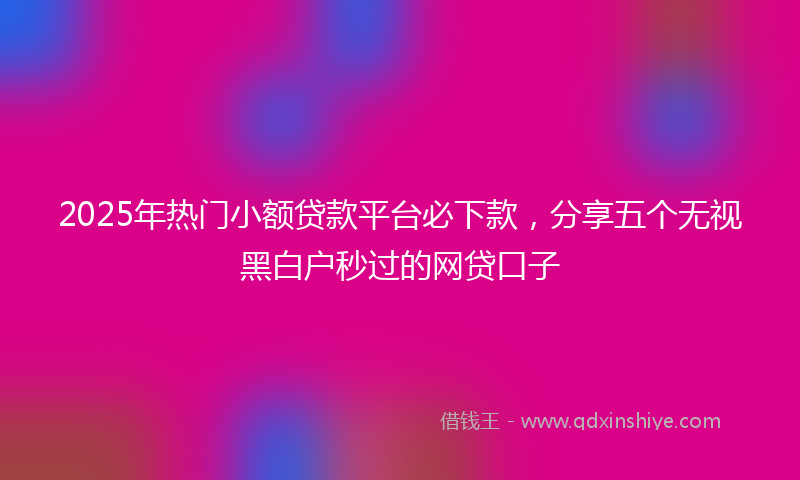 2025年热门小额贷款平台必下款，分享五个无视黑白户秒过的网贷口子