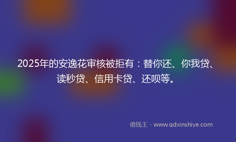 2025年的安逸花审核被拒有：替你还、你我贷、读秒贷、信用卡贷、还呗等。