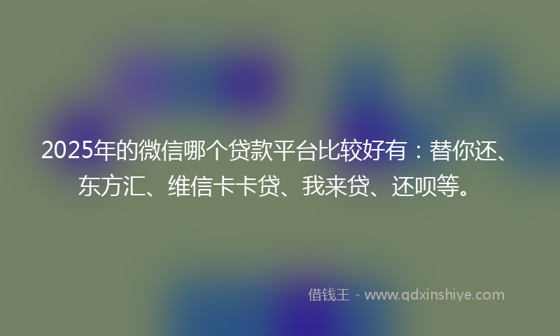 2025年的微信哪个贷款平台比较好有：替你还、东方汇、维信卡卡贷、我来贷、还呗等。