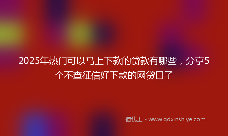 2025年热门可以马上下款的贷款有哪些，分享5个不查征信好下款的网贷口子
