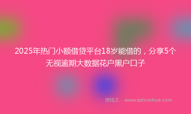 2025年热门小额借贷平台18岁能借的，分享5个无视逾期大数据花户黑户口子