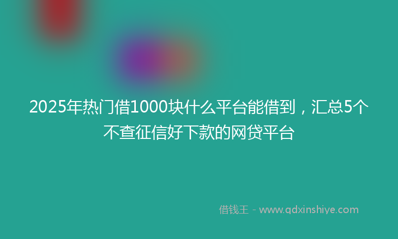 2025年热门借1000块什么平台能借到，汇总5个不查征信好下款的网贷平台