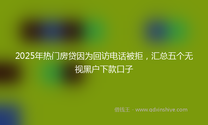 2025年热门房贷因为回访电话被拒，汇总五个无视黑户下款口子