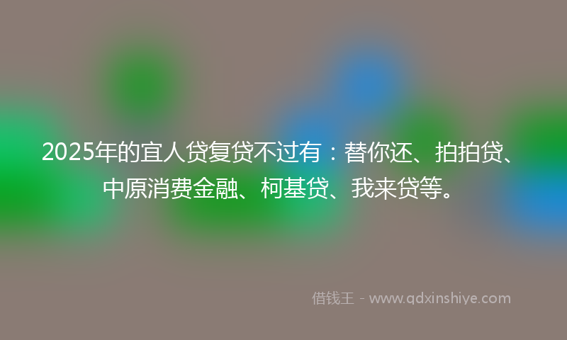 2025年的宜人贷复贷不过有：替你还、拍拍贷、中原消费金融、柯基贷、我来贷等。
