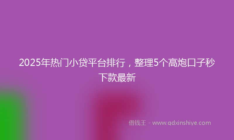 2025年热门小贷平台排行，整理5个高炮口子秒下款最新