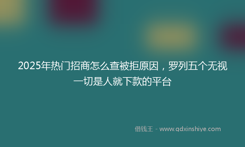 2025年热门招商怎么查被拒原因，罗列五个无视一切是人就下款的平台