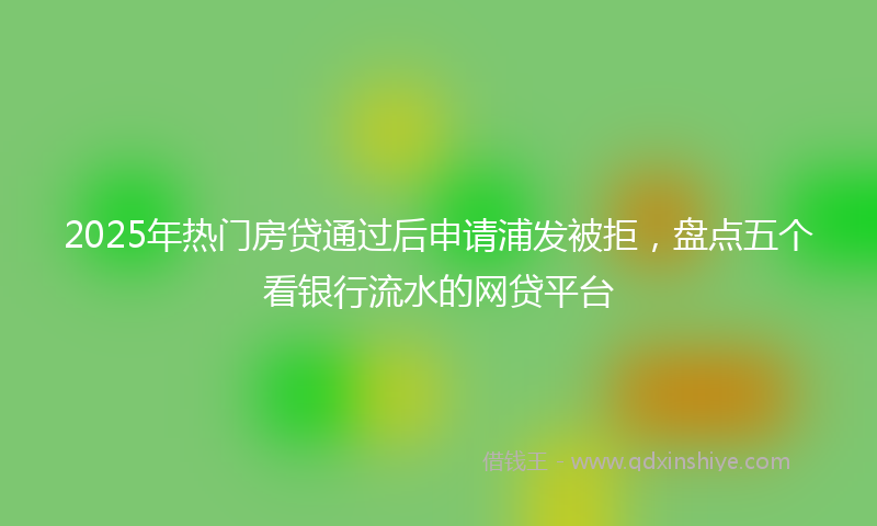 2025年热门房贷通过后申请浦发被拒，盘点五个看银行流水的网贷平台