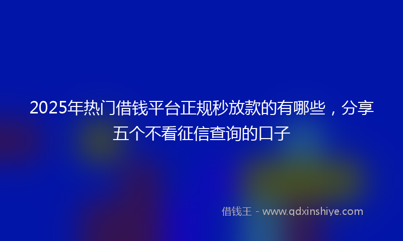2025年热门借钱平台正规秒放款的有哪些，分享五个不看征信查询的口子