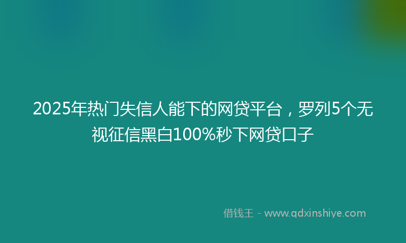 2025年热门失信人能下的网贷平台，罗列5个无视征信黑白100%秒下网贷口子