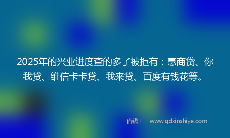 2025年的兴业进度查的多了被拒有：惠商贷、你我贷、维信卡卡贷、我来贷、百度有钱花等。