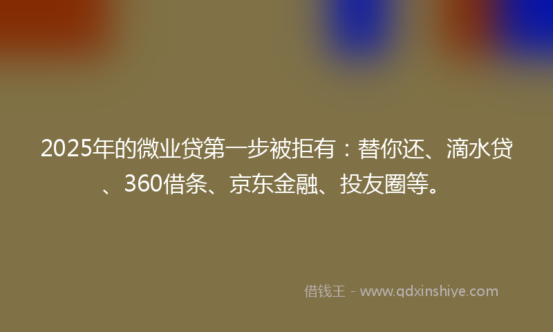 2025年的微业贷第一步被拒有:替你还、滴水贷、360借条、京东金融、投友圈等。