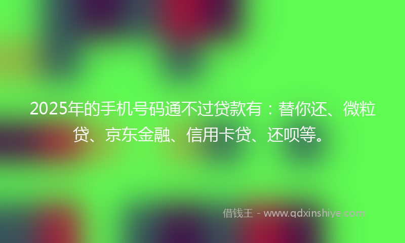 2025年的手机号码通不过贷款有：替你还、微粒贷、京东金融、信用卡贷、还呗等。