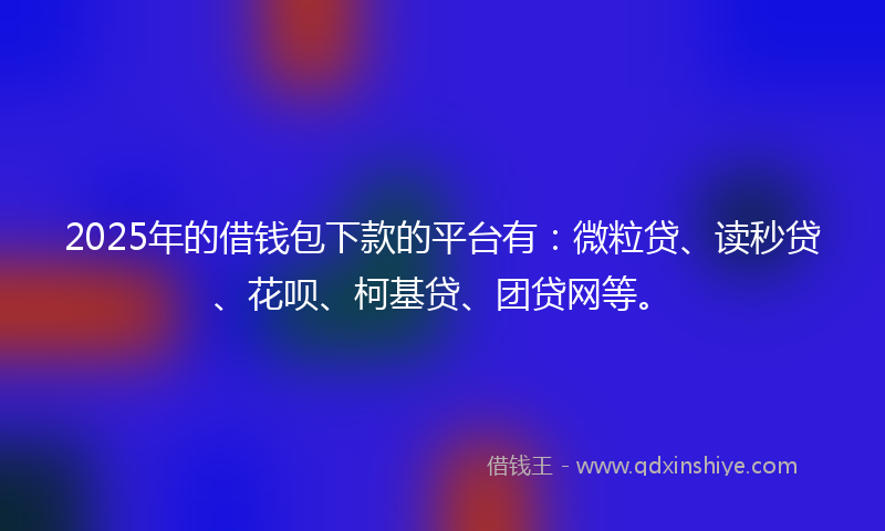 2025年的借钱包下款的平台有：微粒贷、读秒贷、花呗、柯基贷、团贷网等。