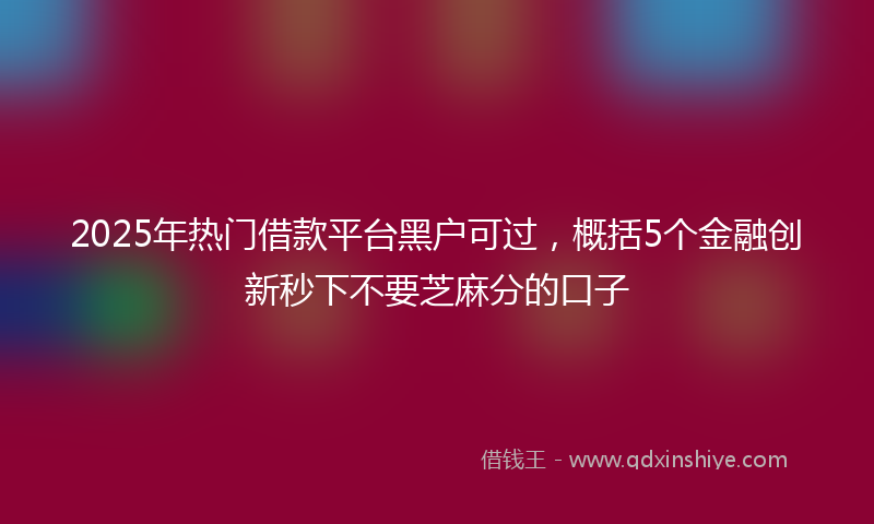 2025年热门借款平台黑户可过，概括5个金融创新秒下不要芝麻分的口子