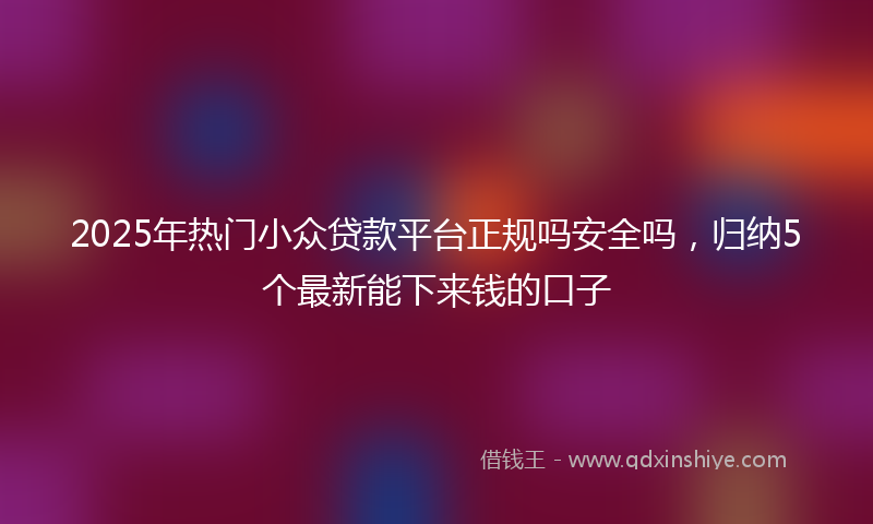 2025年热门小众贷款平台正规吗安全吗，归纳5个最新能下来钱的口子
