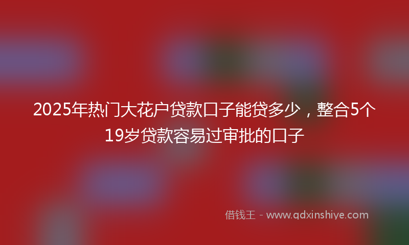 2025年热门大花户贷款口子能贷多少，整合5个19岁贷款容易过审批的口子